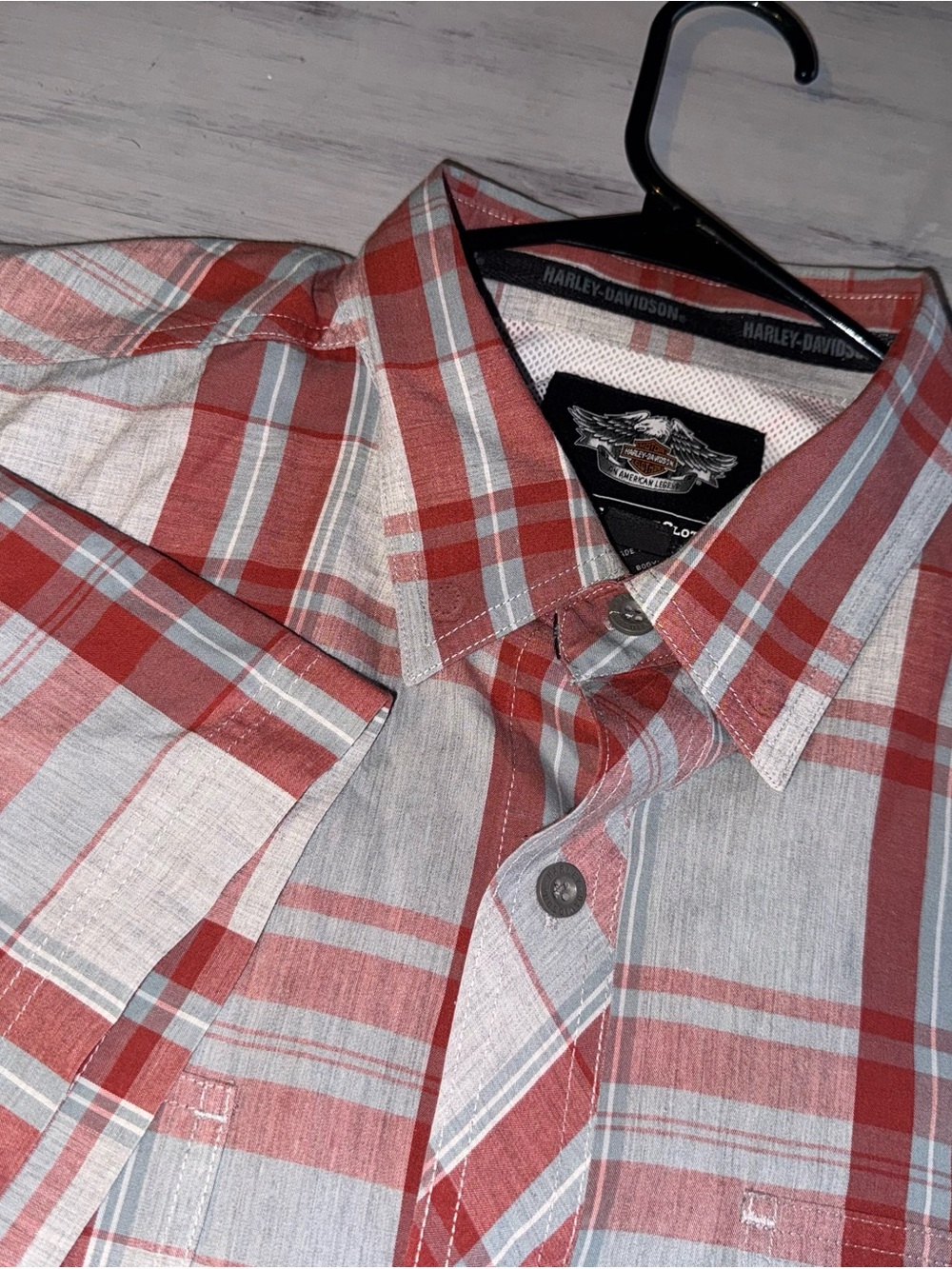 Harley-Davidson Men’s XL Plaid Embroidered Short Sleeve Shirt